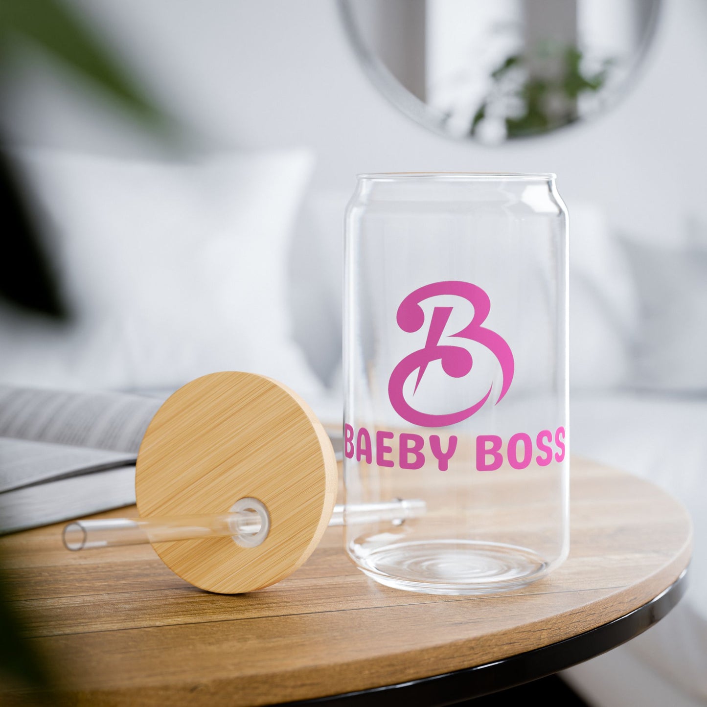 Baeby Boss Sipper Glass, 16oz, Stylish Drinkware - Pink
