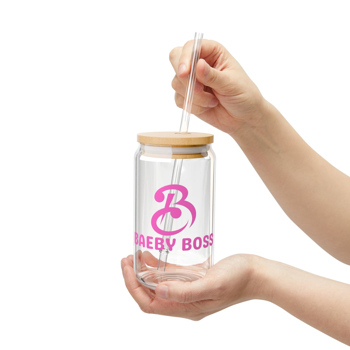 Baeby Boss Sipper Glass, 16oz, Stylish Drinkware - Pink