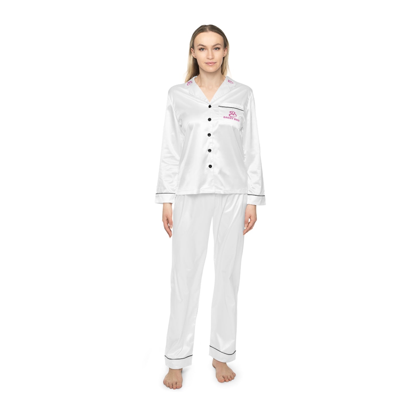 Baeby Boss Women's Satin Pajamas (white)