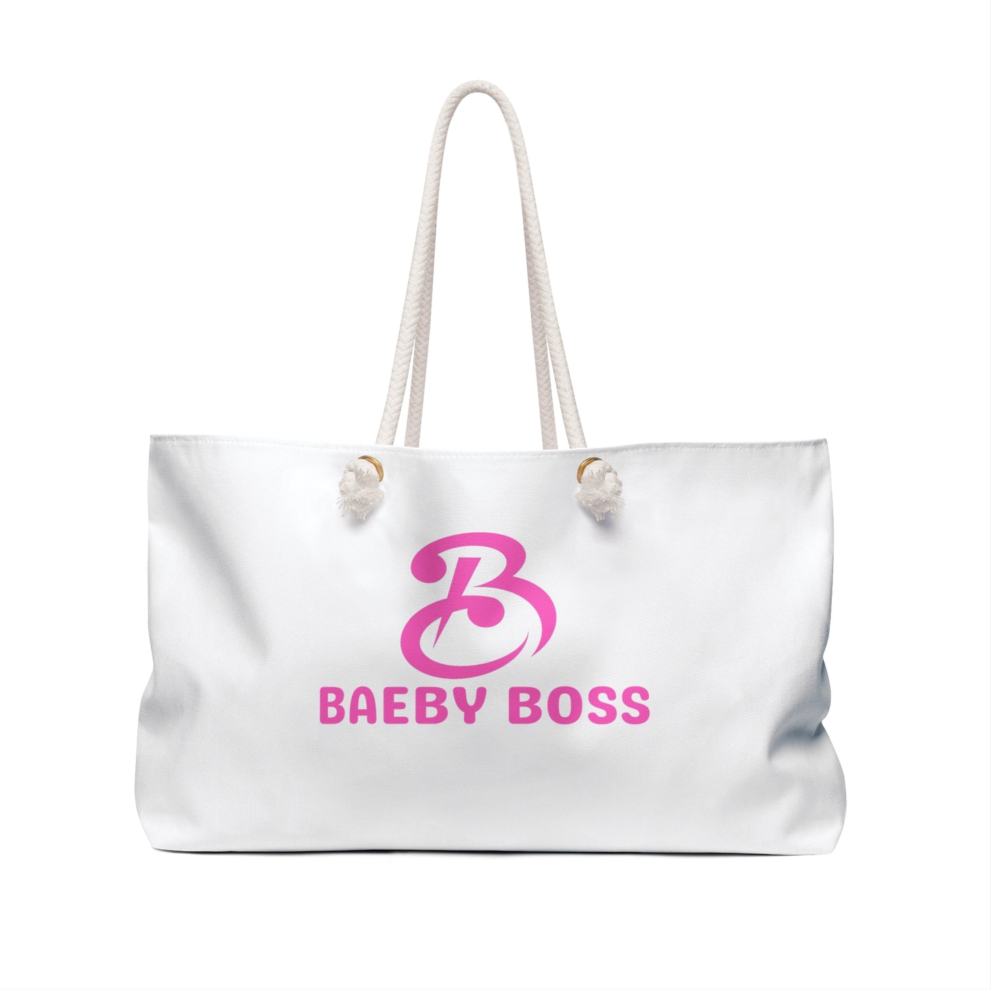 Baeby Boss Tote - Stylish Weekender Bag White Pink