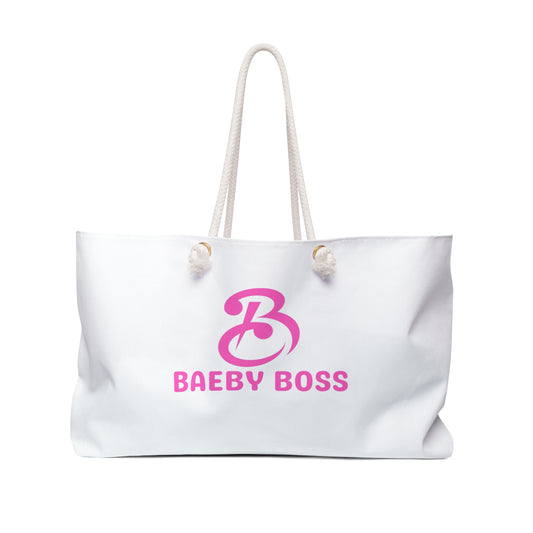 Baeby Boss Tote - Stylish Weekender Bag White Pink