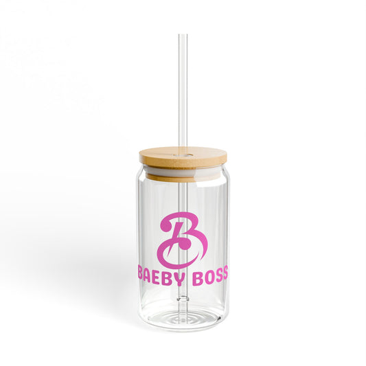 Baeby Boss Sipper Glass, 16oz, Stylish Drinkware - Pink