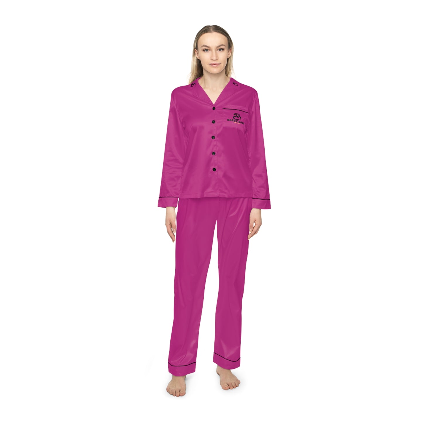 Baeby Boss Women's Satin Pajamas (Pink)