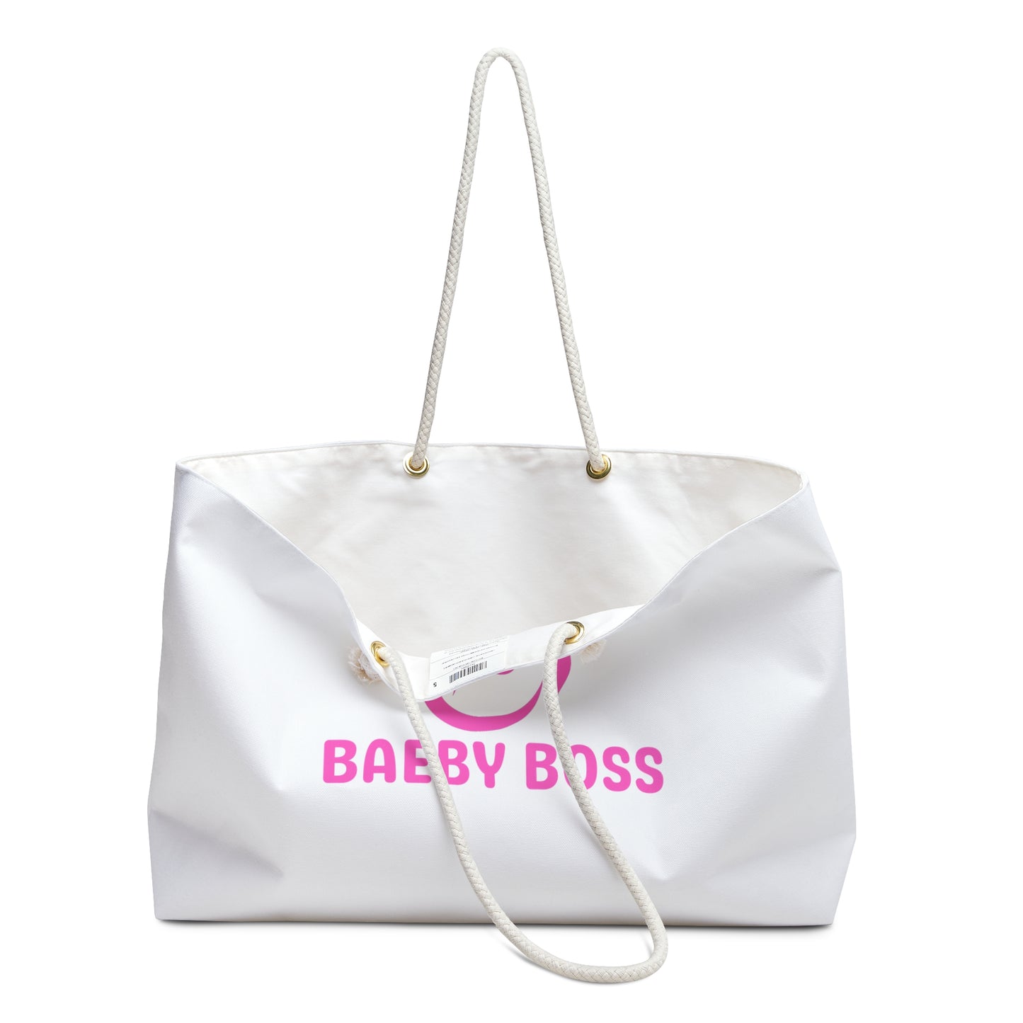 Baeby Boss Tote - Stylish Weekender Bag White Pink