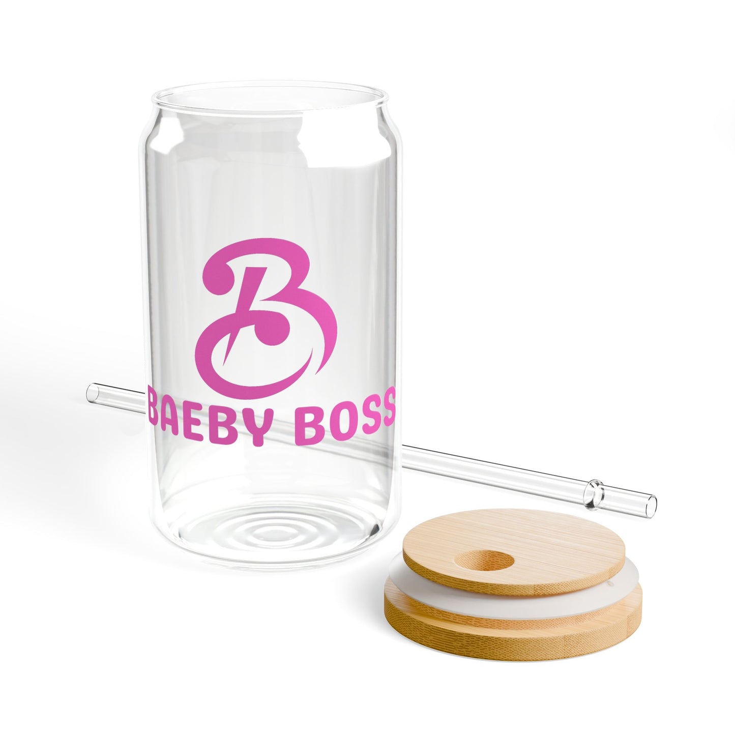 Baeby Boss Sipper Glass, 16oz, Stylish Drinkware - Pink